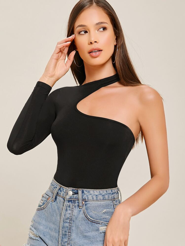 SHEIN One Shoulder Form Fitted Top | SHEIN