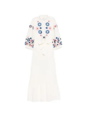 Antik Batik Amantina floral-embroidered Ruffled Dress | Neutrals | FARFETCH | Farfetch Global