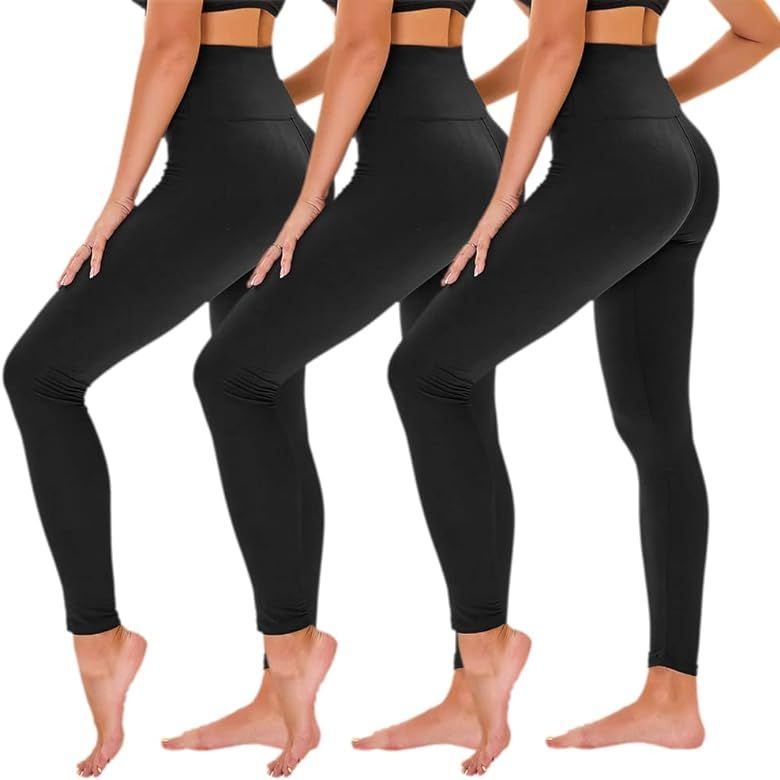 TNNZEET 3 Pack High Waisted Leggings for Women - Buttery Soft Workout Running Yoga Pants | Amazon (US)