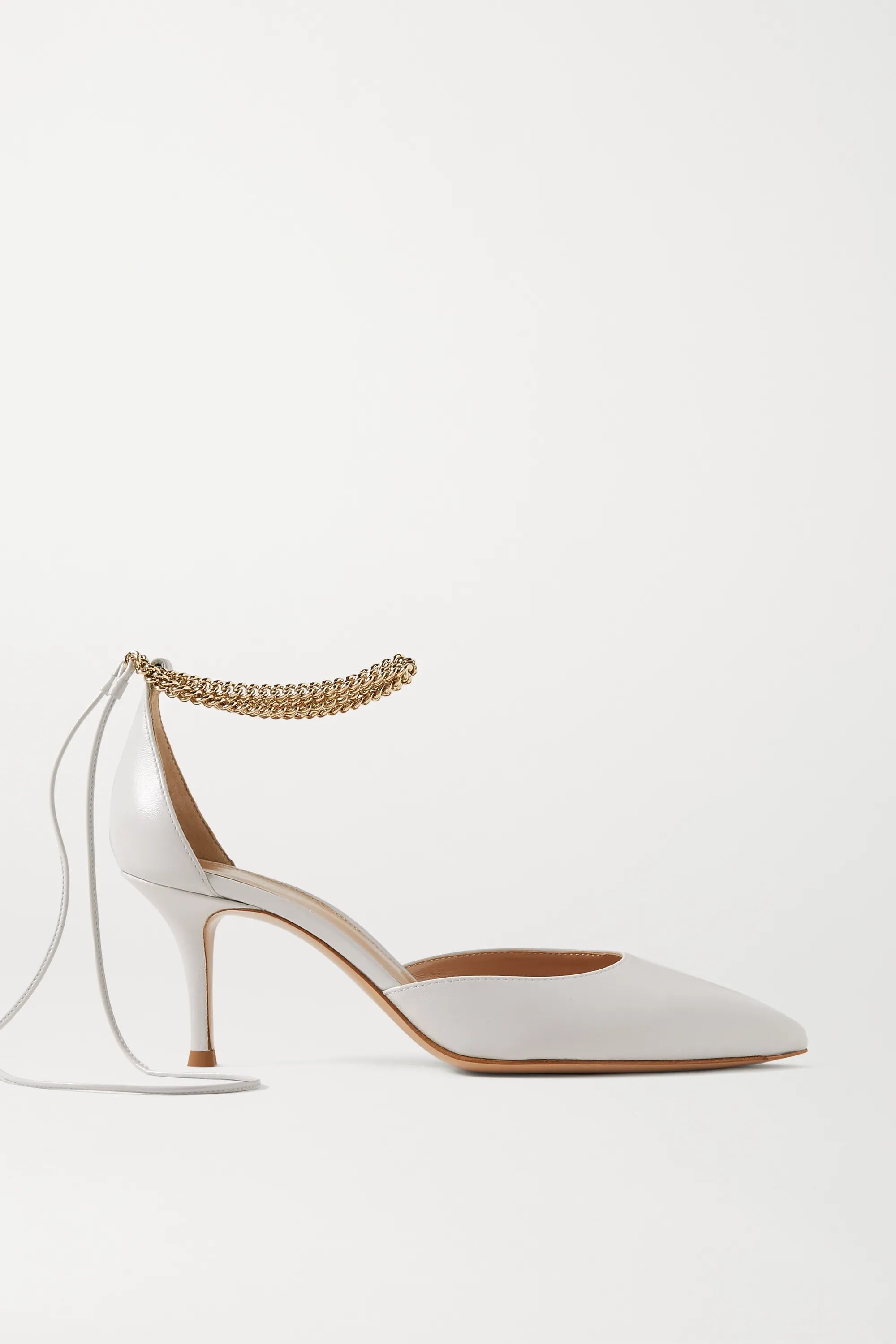 White Kira 70 chain-embellished leather pumps | Gianvito Rossi | NET-A-PORTER | NET-A-PORTER (US)