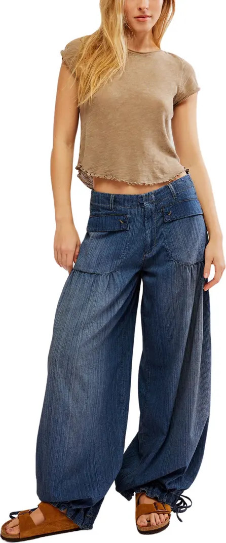 Lotus High Waist Tie Hem Barrel Leg Jeans | Nordstrom