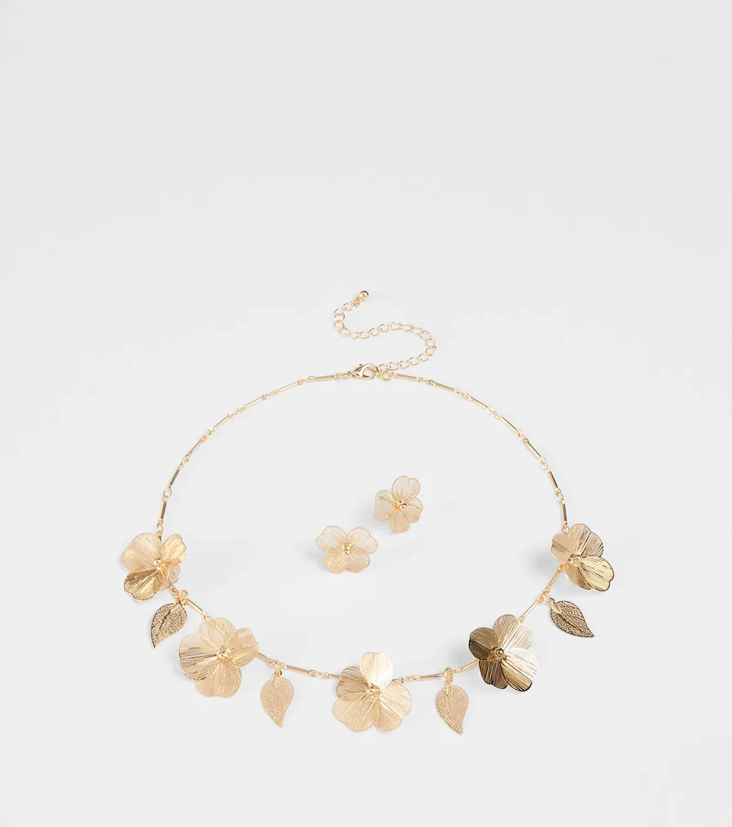 Season Of Bloom Flower Necklace And Earrings Set | Windsor Stores