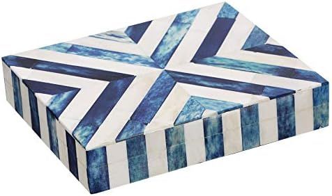 Chevron Pattern Blue White Jewelry Organizer and Storage Box for Women Girls Bedroom Office, Clos... | Amazon (US)