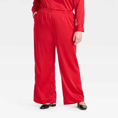 Women's Mid-Rise Straight Leg Satin Pull-On Pants - A New Day™ | Target