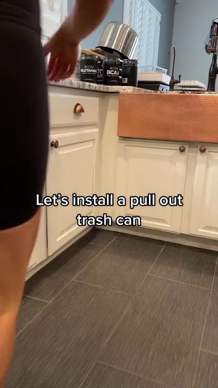 Pull out trash can install. One of the best and easiest kitchen upgrades!

#LTKhome