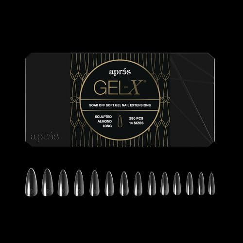 Apres Gel-X® Almond Box of Nail Tips | 280 Gel-X Tips, Soft Tips, 14 Sizes 00-9 | Half-sizes Included (Sculpted Almond Long, 280 Count) | Amazon (US)