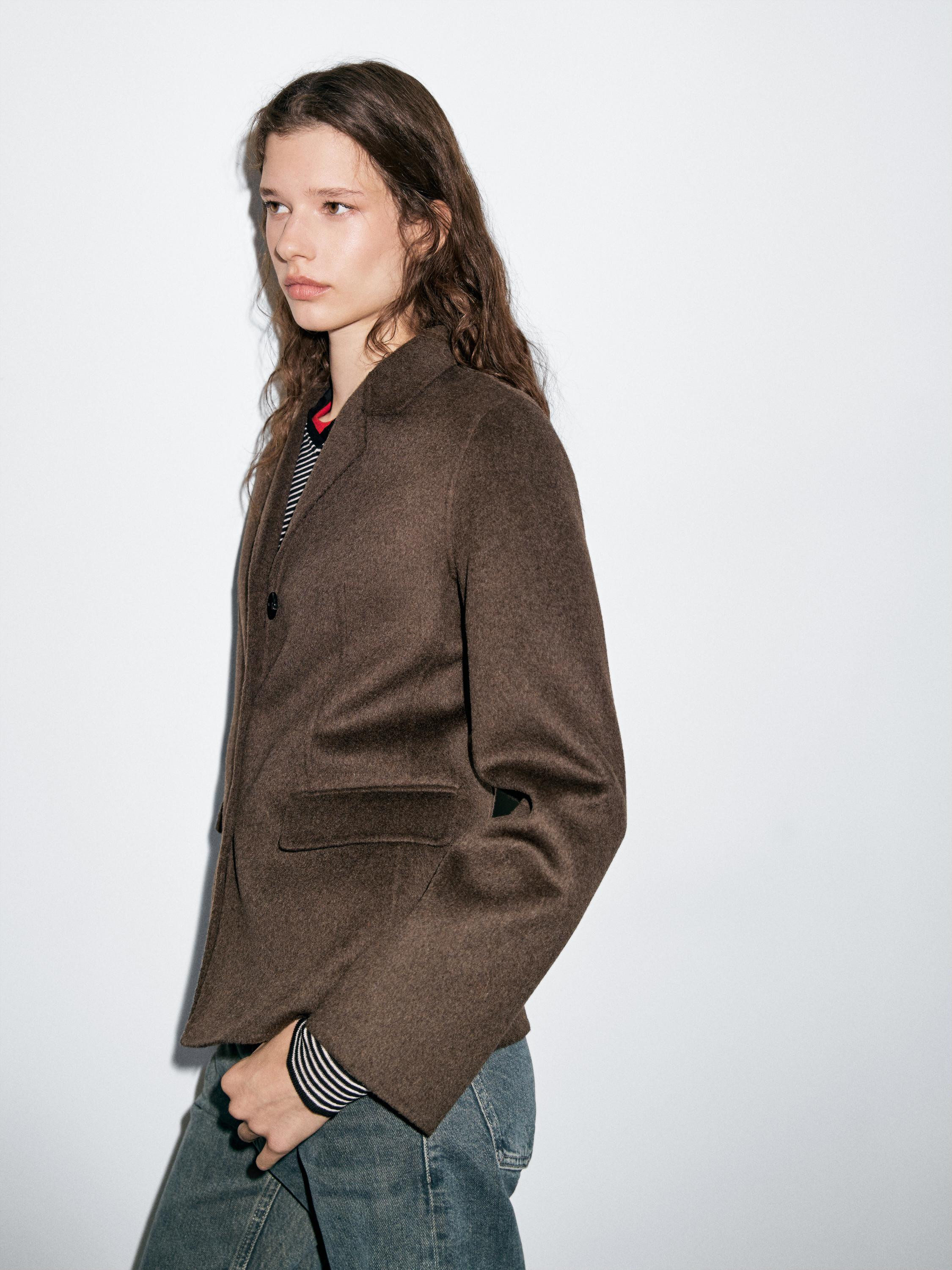 Wool blend blazer with tailored collar | Massimo Dutti UK
