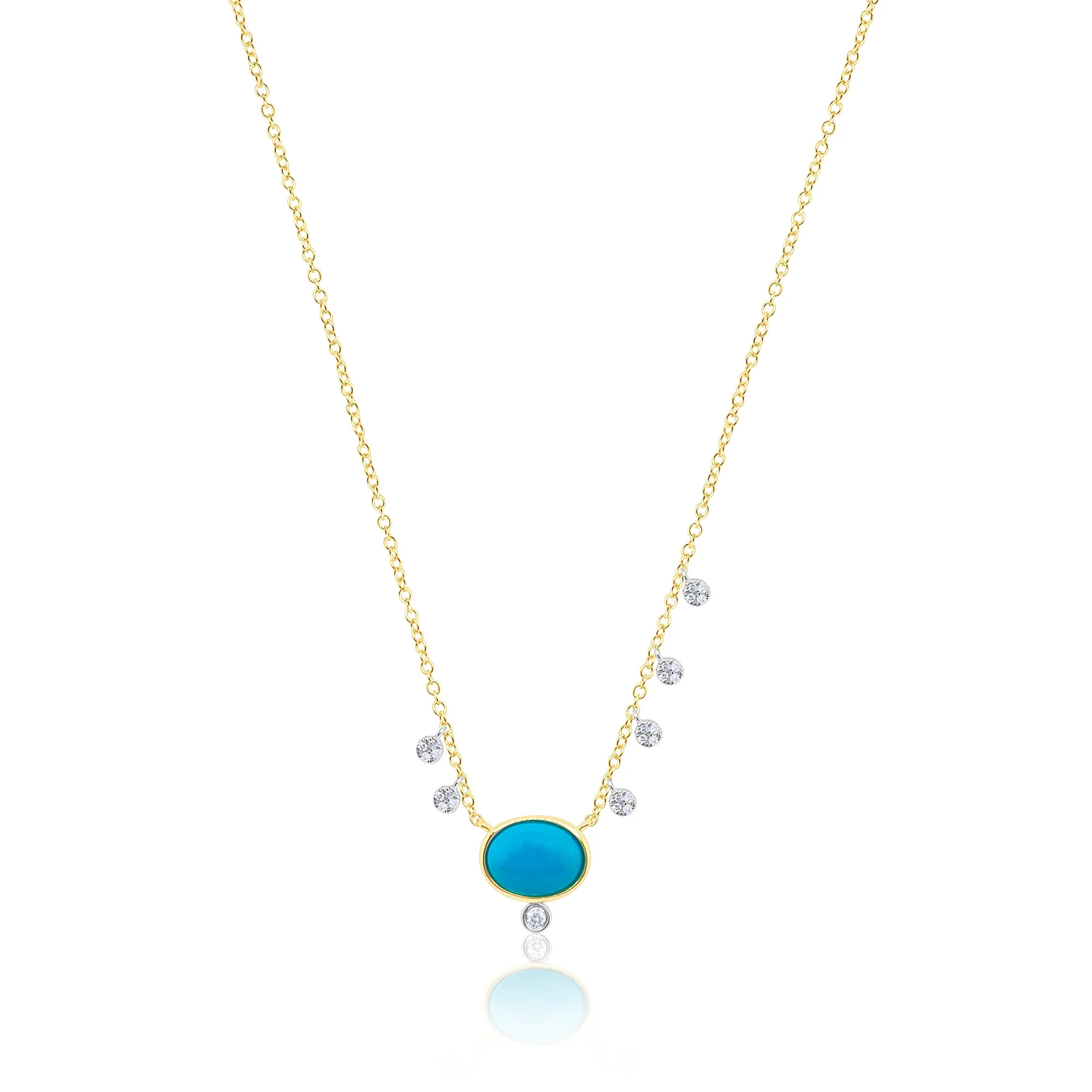 Yellow Gold Turquoise and Diamond Necklace | Meira T