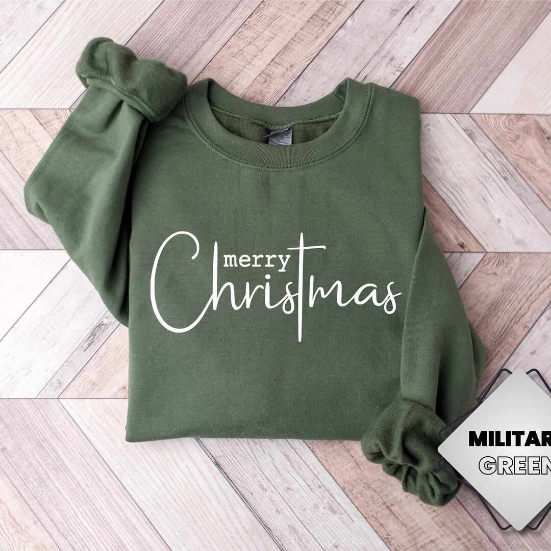 Merry Christmas Sweatshirt Cute Merry Christmas Sweatshirt - Etsy | Etsy (US)