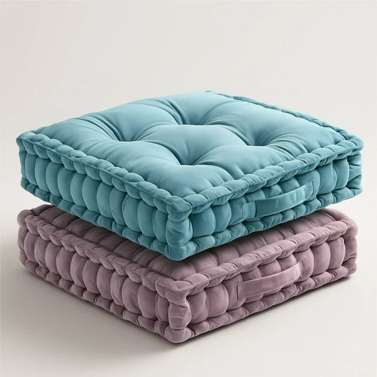 Mainstays 20" x 20" Blue Cameo  Decorative Velvet Floor Pillow | Walmart (US)