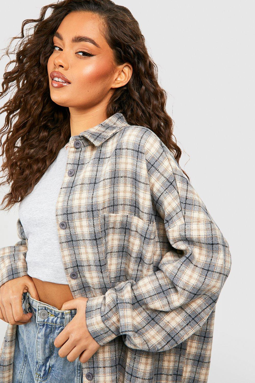 Black Oversized Flannel Shirt | Boohoo.com (US & CA)