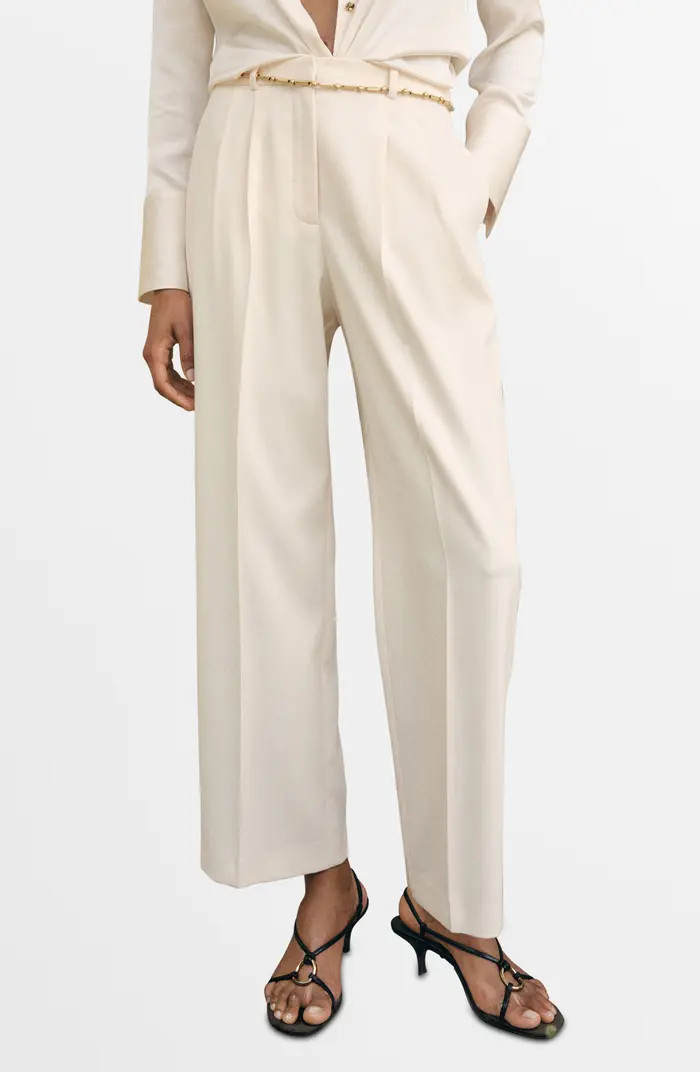 MANGO Pleated Straight Leg Pants | Nordstrom | Nordstrom
