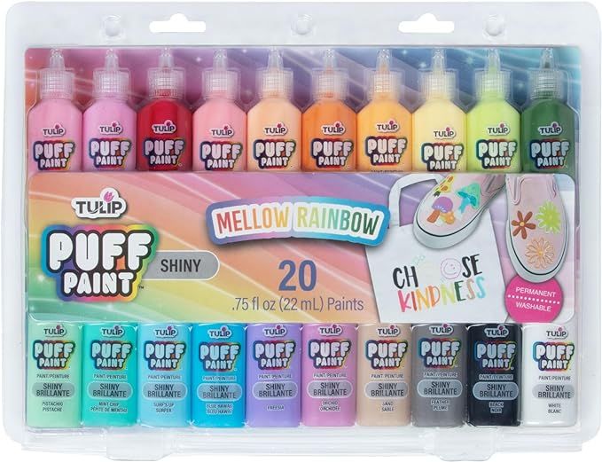 TULIP Puff Paint 20 Pack, Mellow Rainbow, Dimesnional Fabric Paint Party Pack | Amazon (US)