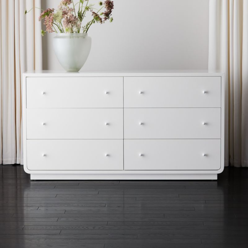 Bowed White Lacquered Low Dresser | CB2 | CB2