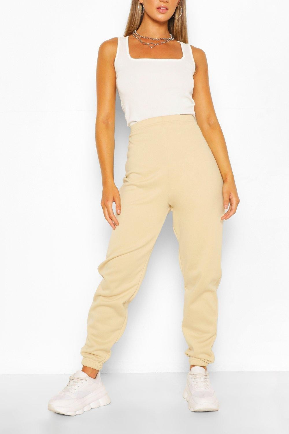 Womens Brushed Supersoft Sweat Joggers - Beige - 12 | Boohoo.com (US & CA)