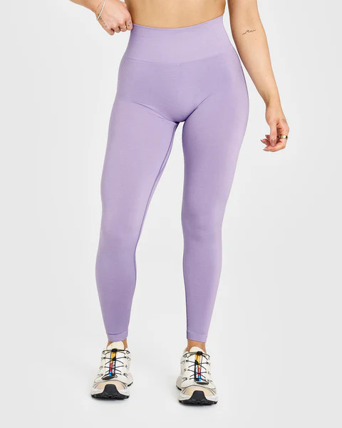 Effortless Seamless Leggings with White Logo 
 Wisteria Purple | Oner Active (UK / US)