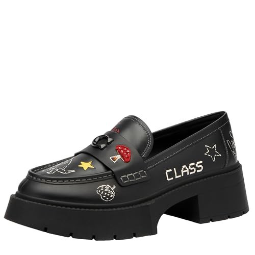 Coach Women's Leah Platform Loafer with Sketch Print, Charcoal/Black, 9.5 | Amazon (US)