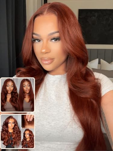Nadula Bye Bye Knots Glueless Reddish Brown Body Wave Wig - 7x5 Pre Cut Lace Front, Human Hair, Pre Plucked, Bleached, Ready to Wear, 150% Density, 18inch | Amazon (US)