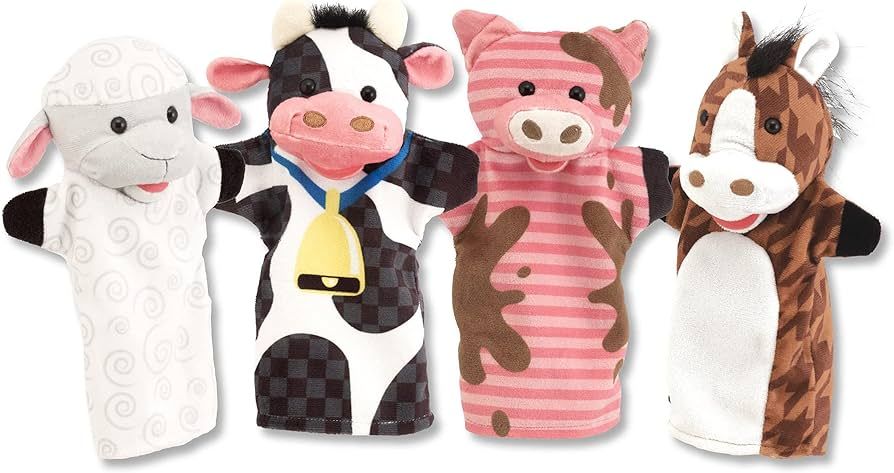Melissa & Doug Farm Friends Hand Puppets (Set of 4) - Cow, Horse, Sheep, and Pig, Farm, 1 EA | Amazon (US)