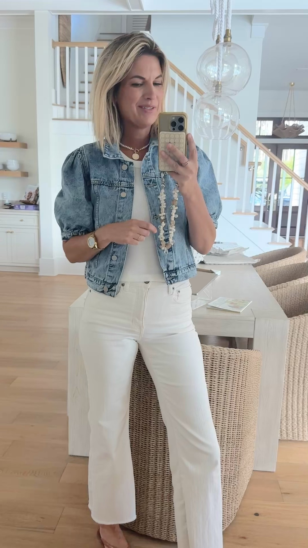 Can’t believe how cute this Amazon denim jacket is.  Great for this time of year.  I am in small in both tops and 27 tall in the white jeans. I am 5’11”.

#LTKootd #LTKOver40 #LTKTall