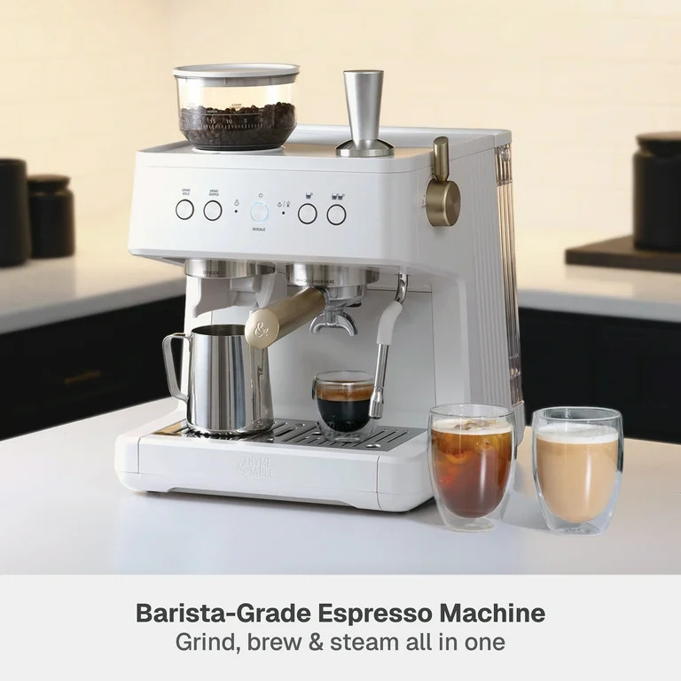 Thyme & Table Barista Grade Espresso Machine with 15-Bar Pressure, Conical Burr Grinder and Steam... | Walmart (US)