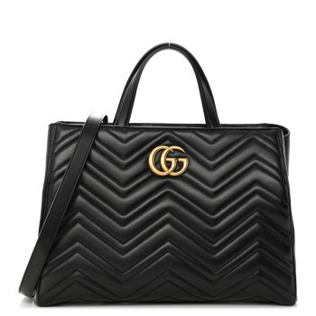 Calfskin Matelasse Medium GG Marmont Tote Black | FASHIONPHILE (US)