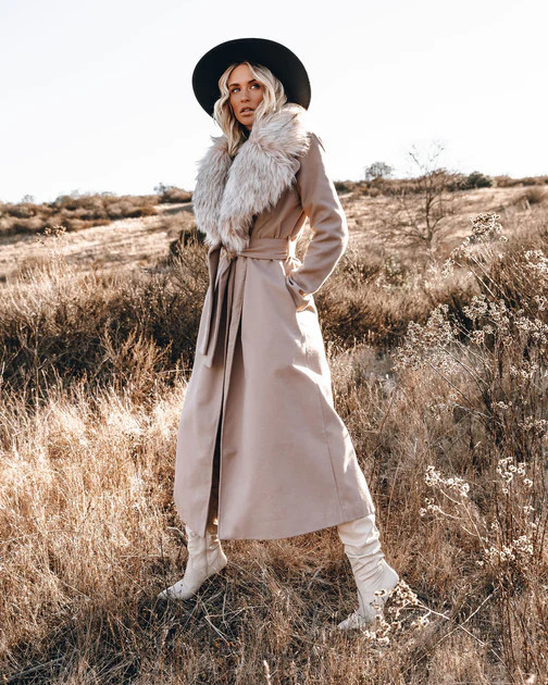 Frederica Pocketed Faux Fur Collar Coat | VICI