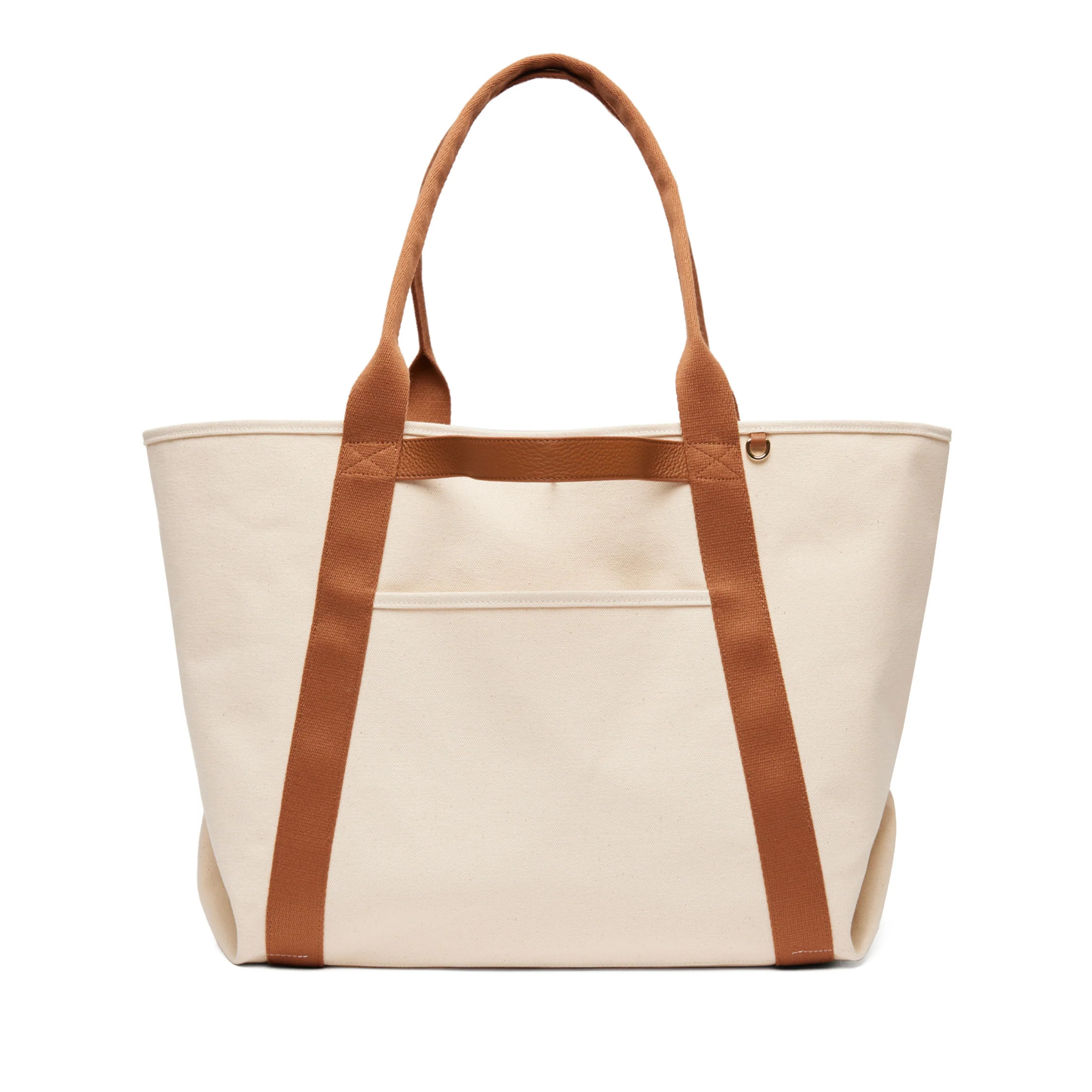 Canvas Beach Tote Natural Canvas/Saddle Brown | Leatherology