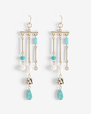 Pearl and Turquoise Chandelier Earrings | Express