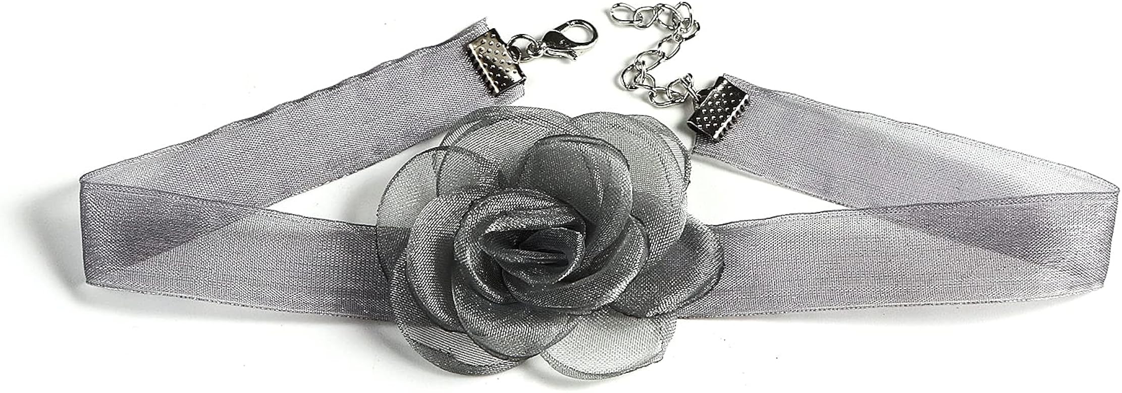 Pingyongchang Bohemian Lace Flower Collar Choker Necklace Soft White Flower Tie Cravat Necklace Wedd | Amazon (US)