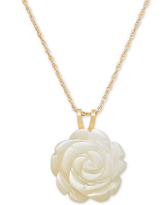 Mother-of-Pearl Rose 18" Pendant Necklace in 10k Gold | Macy's