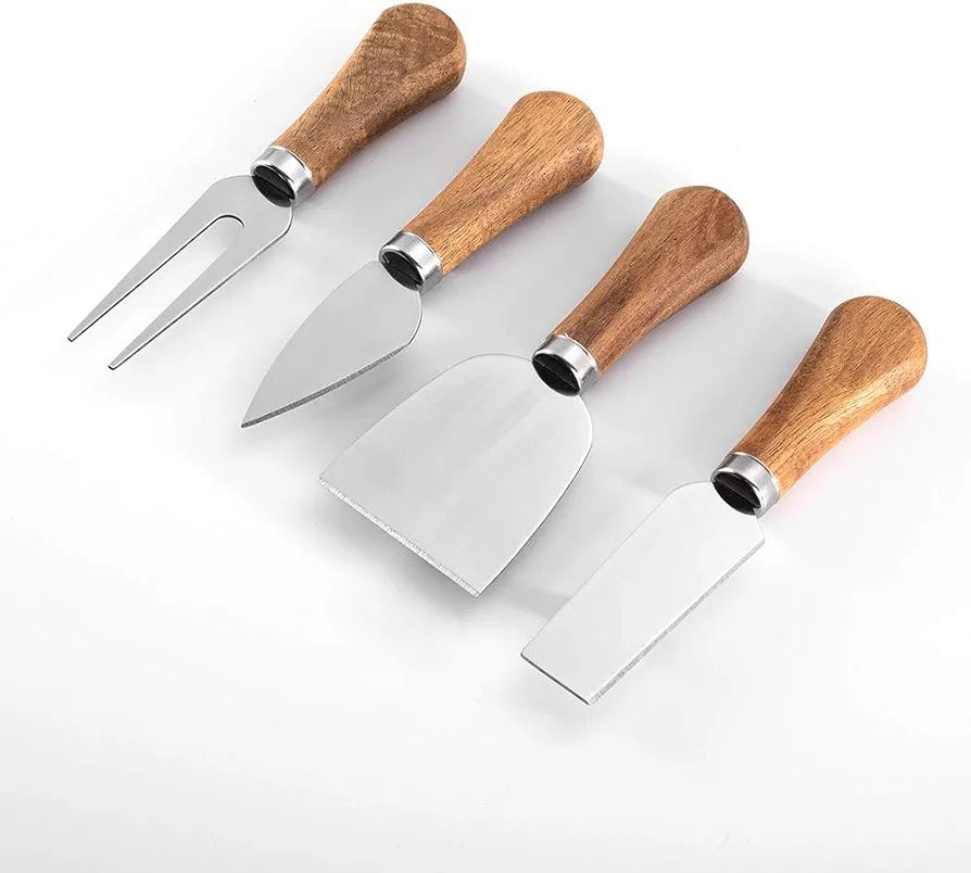 4 Piece Cheese Knives Set with Wooden Handle, Mini Steel Stainless Cheese knife set for Charcuter... | Amazon (US)