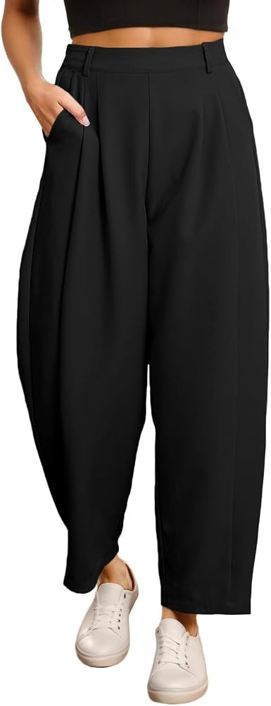 EVALESS Womens Wide Leg Barrel Pants with Pockets | Amazon (US)