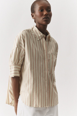 The Mabel Scalloped Collar Oxford Shirt by Maeve | Anthropologie (US)