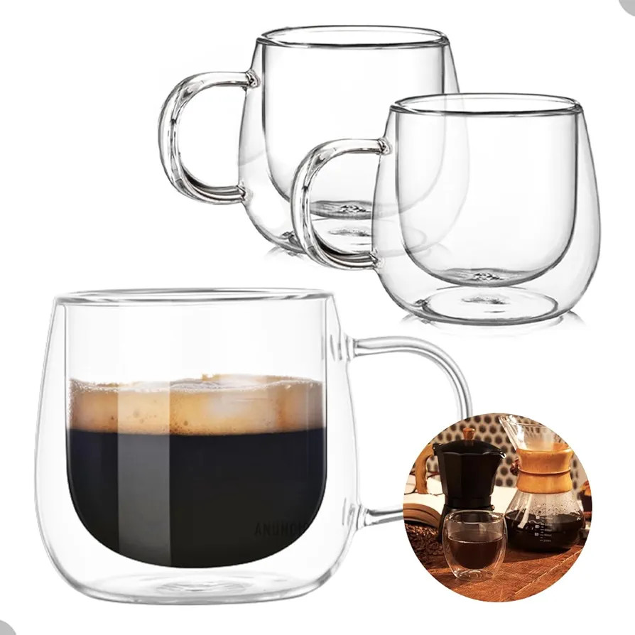 CONJUNTO DE 2 XÍCARAS 250 ML DE PAREDE DUPLA EM BOROSSILICATO | Amazon (BR)