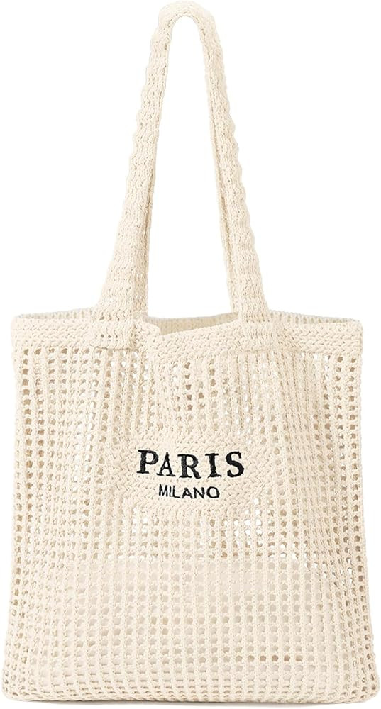 Crochet Tote Bag, Beach Mesh Knitted Bag Large Aesthetic Shoulder Bag Handbags Hollow Hobo Bag fo... | Amazon (US)
