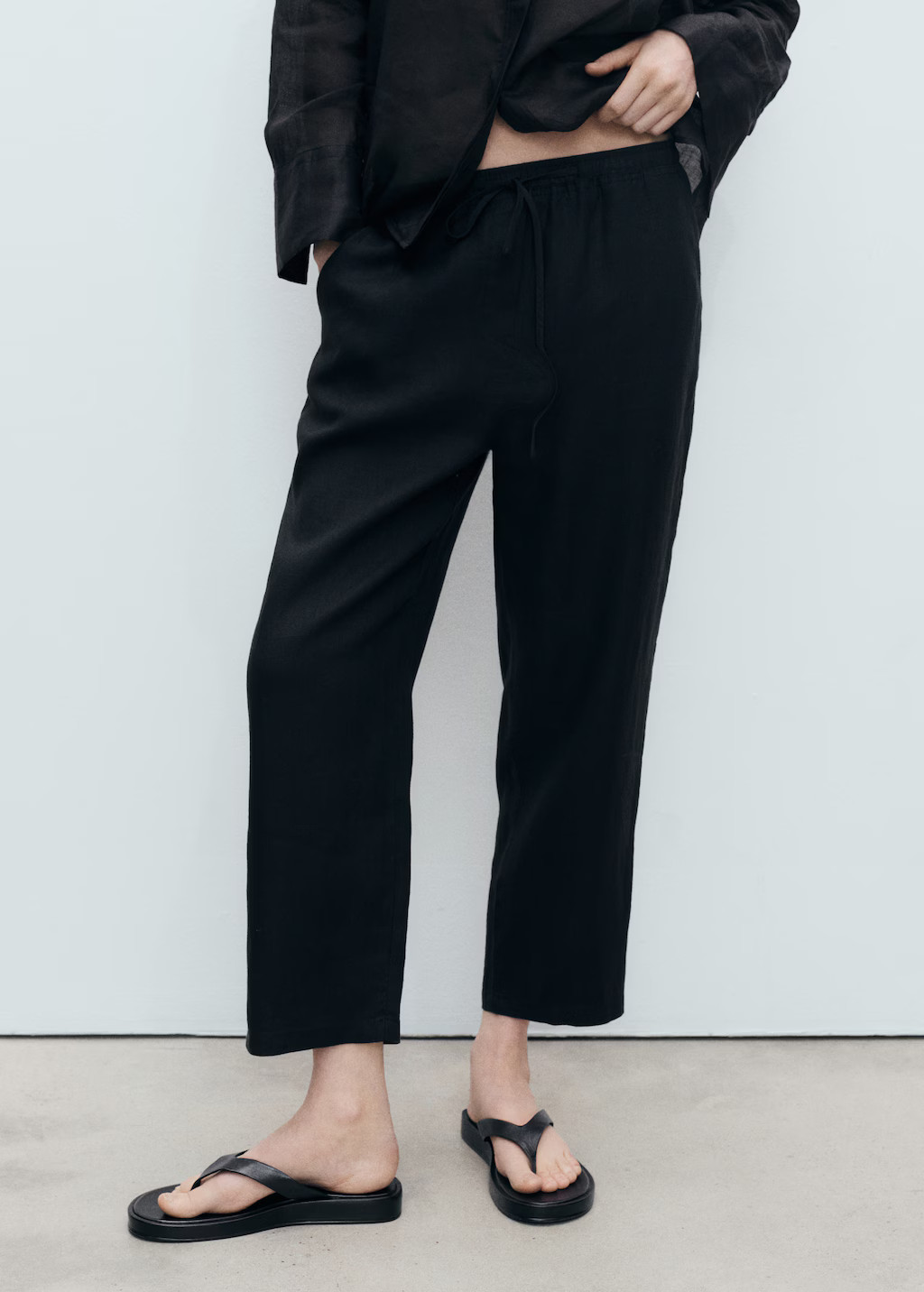 Straight linen-blend trousers - Women | MANGO USA | Mango (US/MX/AU)