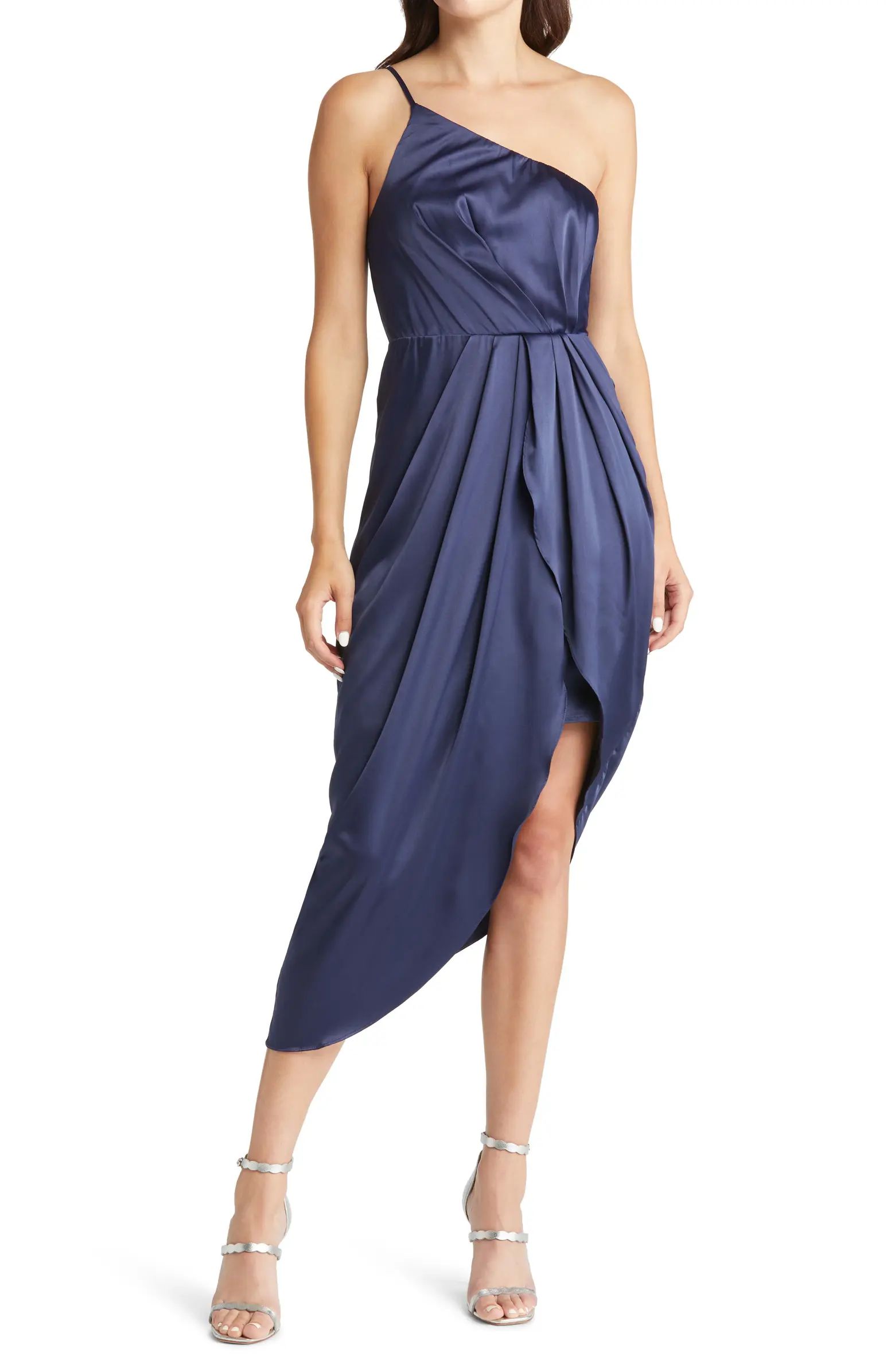 Lulus Law of Attraction On-Shoulder Satin Cocktail Dress | Nordstrom | Nordstrom