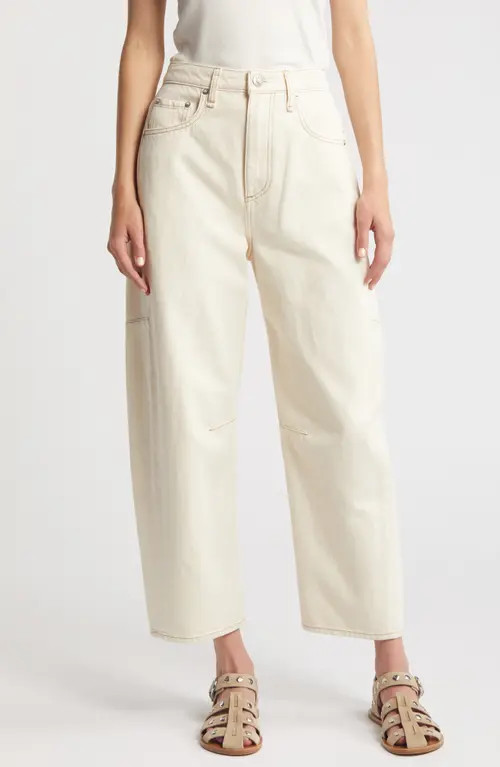 rag & bone Charlie Organic Cotton Barrel Jeans in Ecru at Nordstrom, Size 26 | Nordstrom