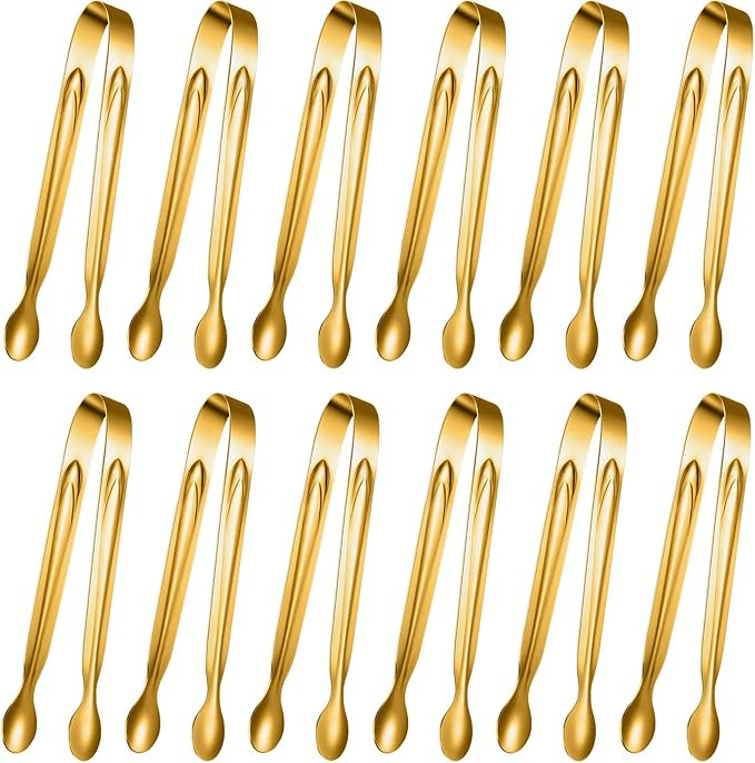 Gejoy 12 Pieces Mini Tongs Stainless Steel Small Sugar Serving Tongs for Charcuterie Board Appeti... | Amazon (US)