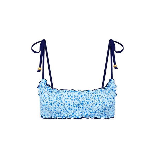 Shirred Crop Tie Bikini Top - Dream Flower | Kulani Kinis US