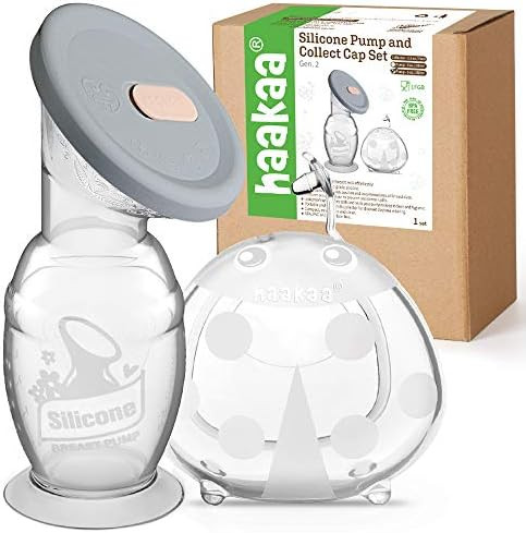 Haakaa 150ml Manual Breast Pump with Leakproof Silicone Lid and 75ml Wearable Ladybug Breast Milk Co | Amazon (US)