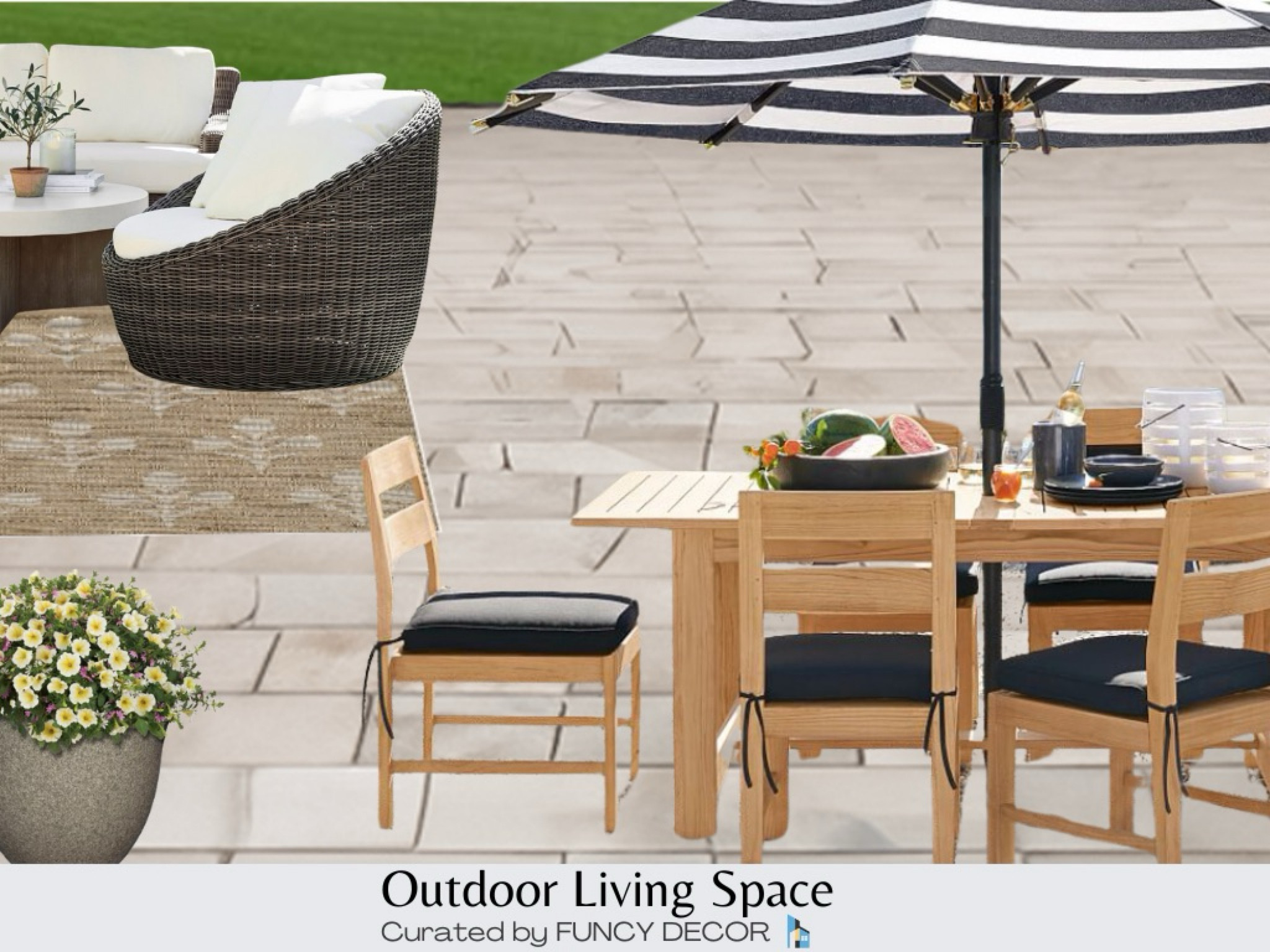 There’s plenty of seating on this patio styled with pieces from Pottery Barn in natural wood tones 

#LTKStyleTip #LTKHome #LTKSeasonal