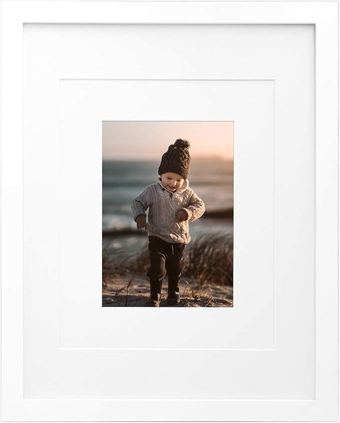 KINLINK 11x14 Picture Frame White, Wood frame with Acrylic Plexiglass for Picture 5x7/8x10 with M... | Amazon (US)