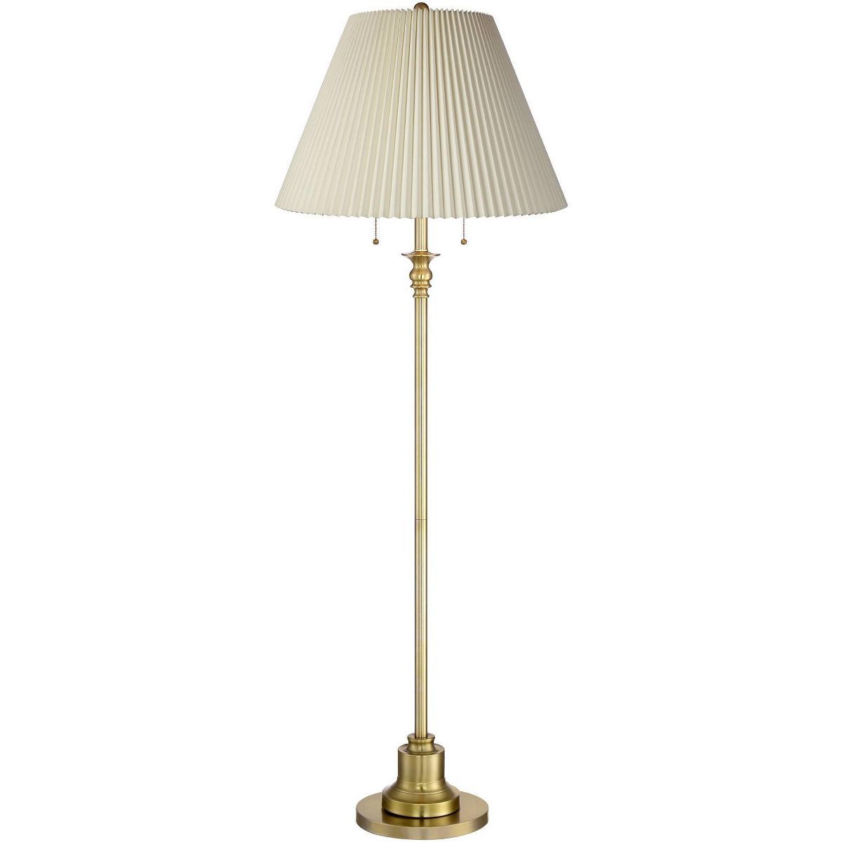 360 Lighting Spenser Retro Art Deco 58" Tall Floor Lamp Brushed Antique Brass Beige Fabric Pleate... | Target