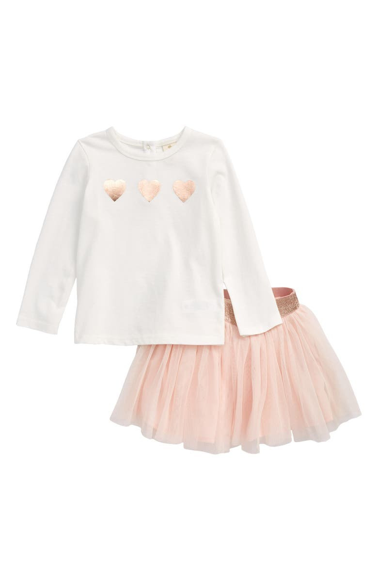 Glitter Heart T-Shirt & Tulle Skirt Set | Nordstrom