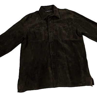 Vintage Claiborne Soft Suede Leather Shirt Jacket Mens Size L Dark Brown  | eBay | eBay US