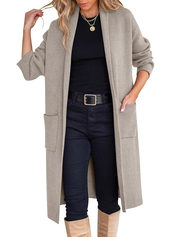 ANRABESS Women's Cardigan Long Sweater Oversized Open Front Knit Coatigan Duster Coat 2025 Trendy... | Amazon (US)