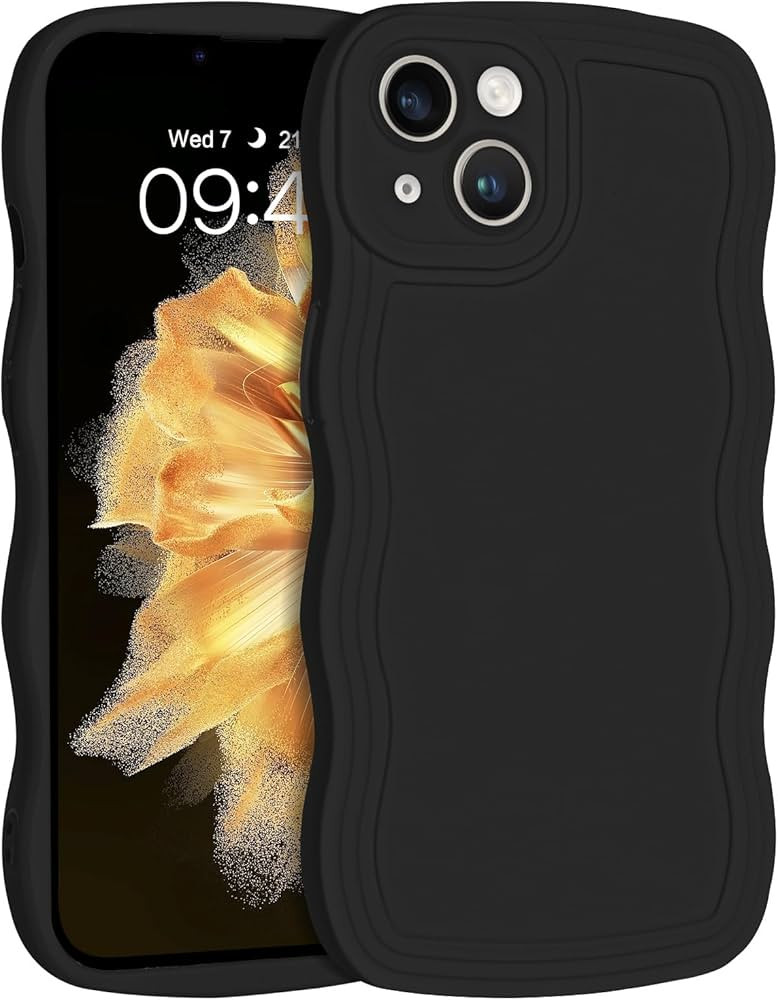 YINLAI Designed for iPhone 14 Case, Cute Curly Wave Frame Shape Slim Soft TPU Bumper Shockproof P... | Amazon (US)