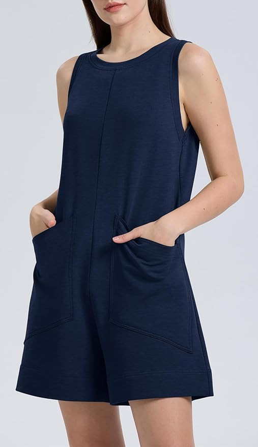 XIEERDUO Rompers For Women 2024 Summer Sleeveless Loose Fit Vacation Outfits Overall Jumpsuits Ju... | Amazon (US)